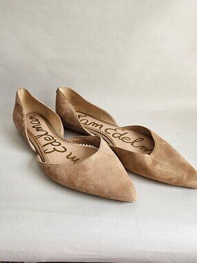 Sam Edelman Pointed Toe Flats Size 8m Rodney Oatmeal Suede D'Orsay